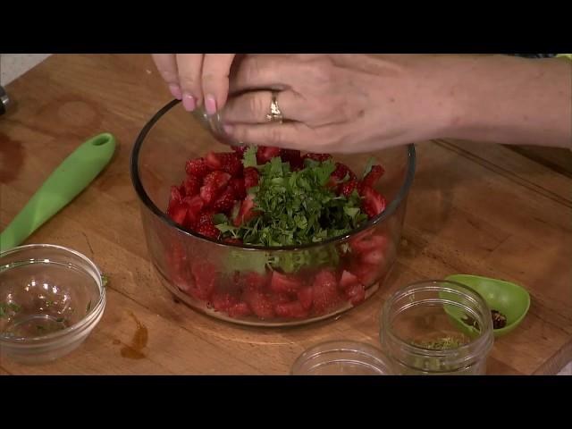 Cedar-planked salmon with summer berry salsa