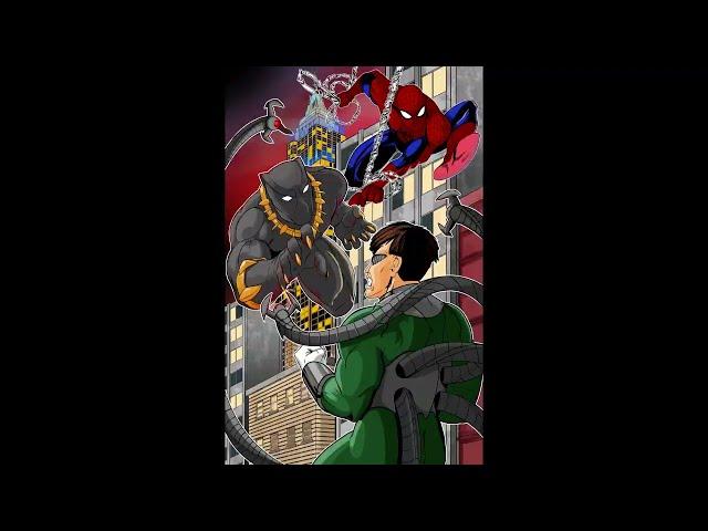 Black Panther & Spiderman vs Doctor Octopus -Clip Paint Studio