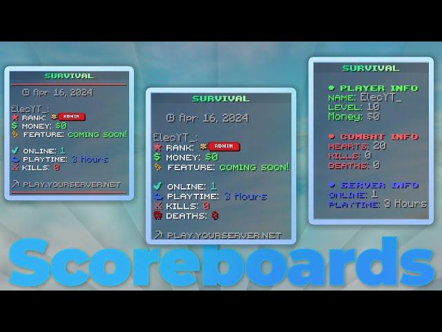 The 3 BEST Minecraft Scoreboards! [SimpleScore CONFIG]