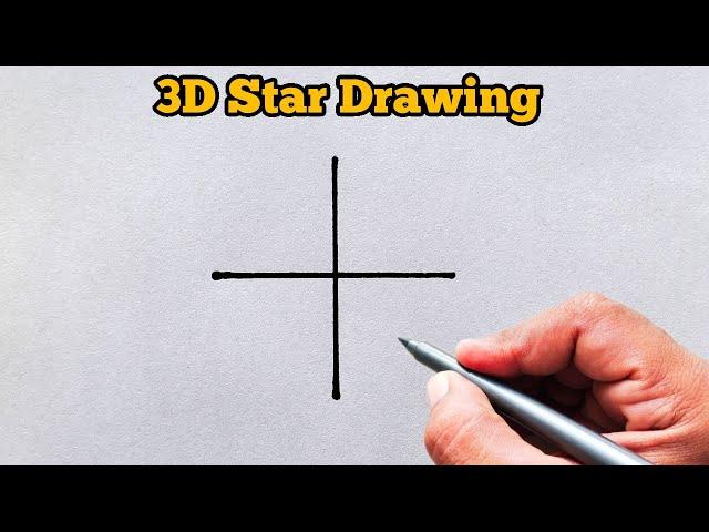 How to draw 3D star from + | Easy star drawing for beginners | Star drawing