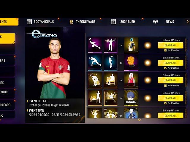 CRISTIANO RONALDO  CHARACTER CLAIM  CR7 EVENT FREE REWARDS  BUY 900.000 DIAMONDS  FREE FIRE 