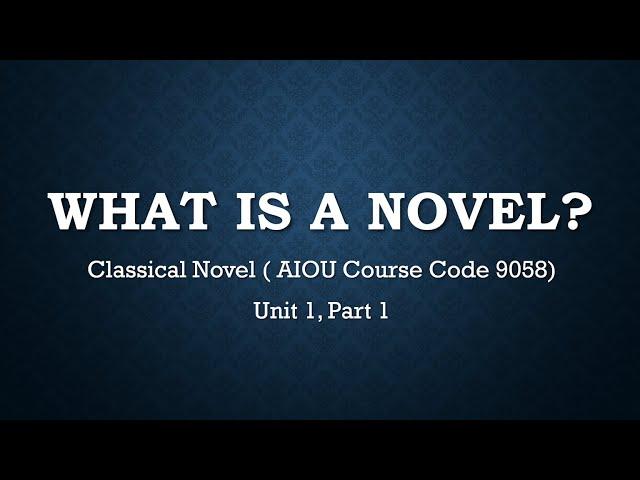 What is a Novel?