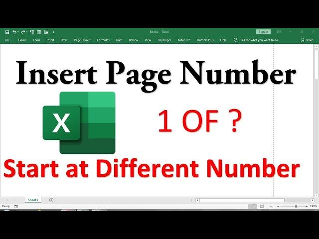 how to insert page numbers in excel not starting at 1