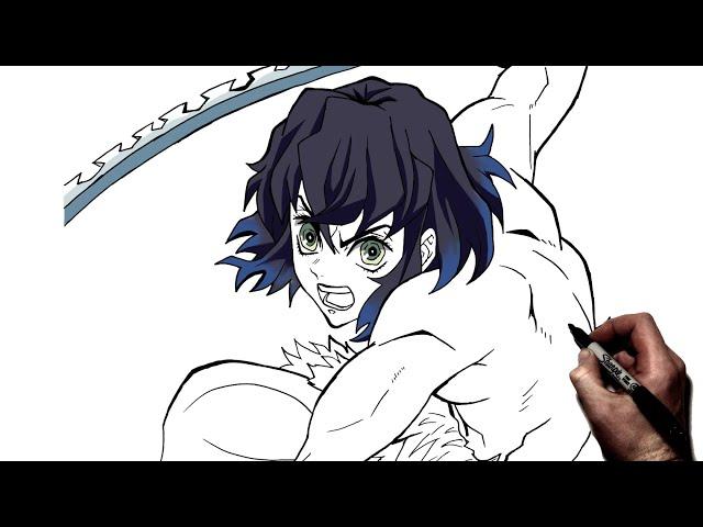 How To Draw Inosuke (No Mask) | Step By Step | Demon Slayer