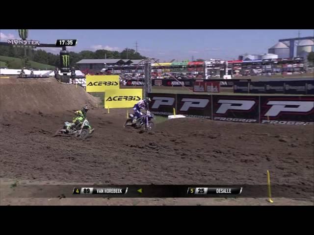 Clement Desalle passes Jeremy Van Horebeek MXGP of Switzerland presented by iXS - motocross