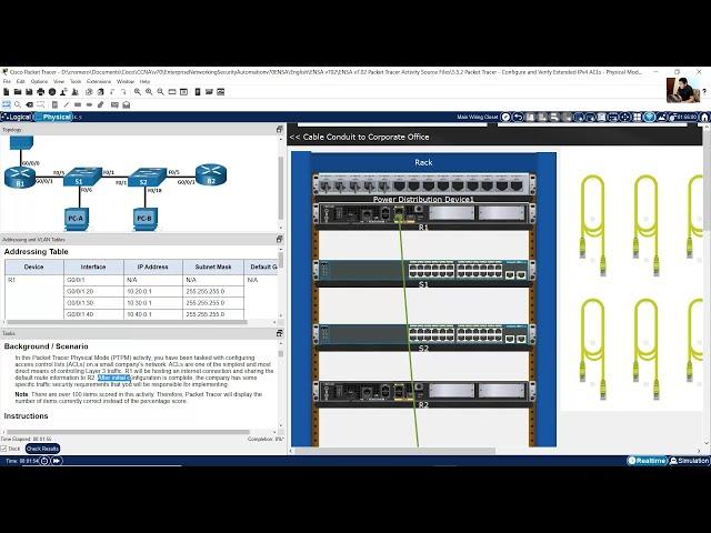 5.5.2 Packet Tracer - Configure and Verify Extended IPv4 ACLs - Physical Mode