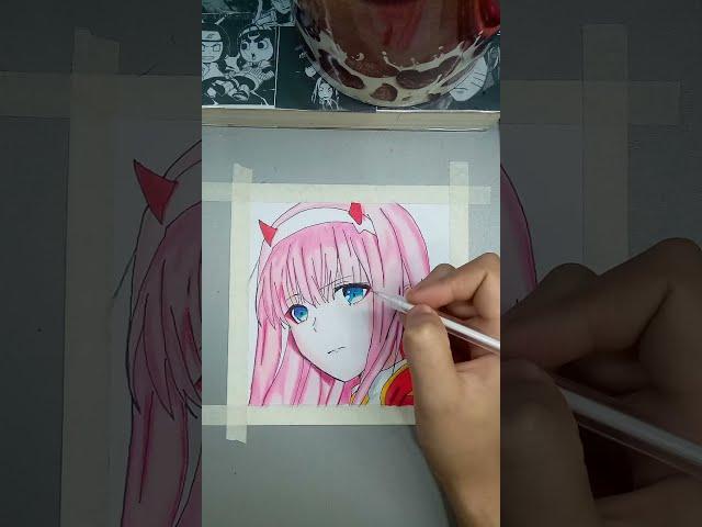 Coloring Zero Two 002 Darling in The Pranxx with Colored Pencils