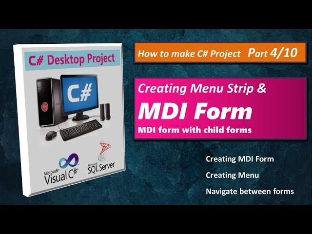 Creating MDI parent form - Menu Strip - Menu Items | CSharp Sql Server Banking Project | Part 4