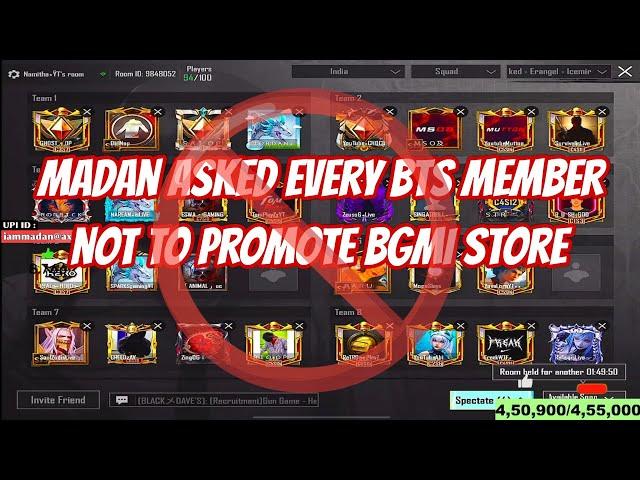 Madan asked every BTS member not to promote the BGMI store  #madan #madanop #pubgmadan #bgmi