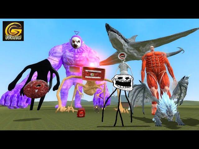 TROLLGE NPC VS MEGAHORN VS AIRCRAFT SHARK VS TREVOR HENDERSON CREATURES!! Garry's Mod Sandbox