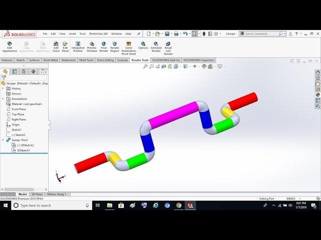 Solidworks Tutorial #21 | How to Make 3D pipe ??