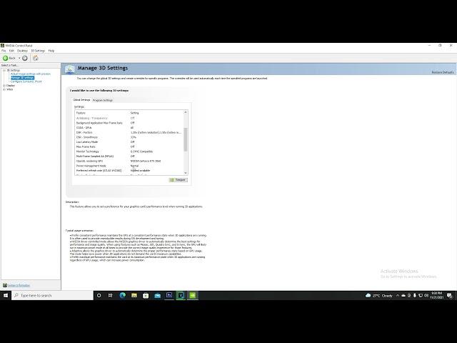 My nvidia control panel settings for warzone and battlefield 2042