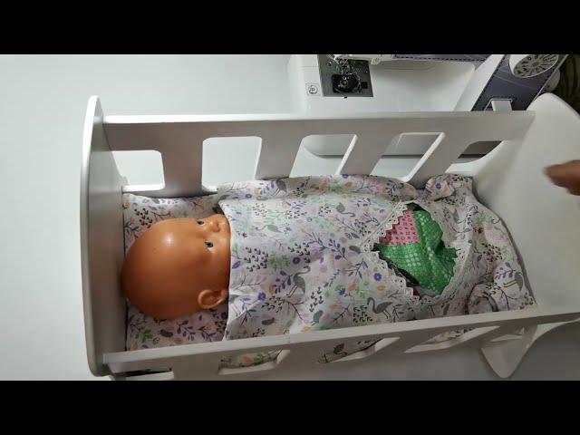 Мастер класс как сшить комплект постельных принадлежностей для Baby Born. + обзор кроватки-люльки.