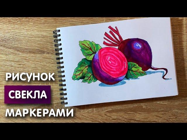 Как нарисовать свёклу карандашом и скетч маркерами | Рисунок для детей, поэтапно и легко