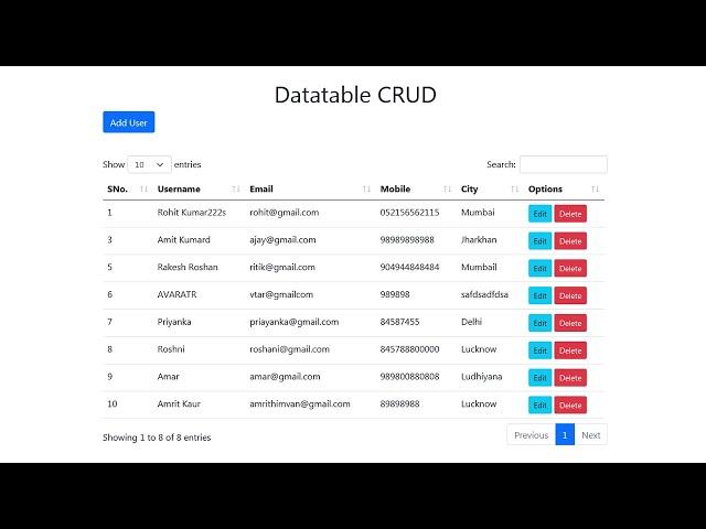 Datatable server side processing CRUD Operations , Bootstrap 5 , PHP MYSQL AJAX