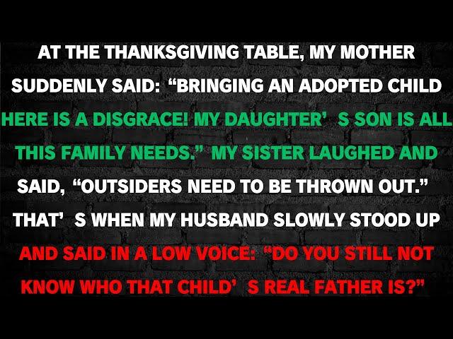 My family mocked our adopted son at thanksgiving… until my husband stood up.