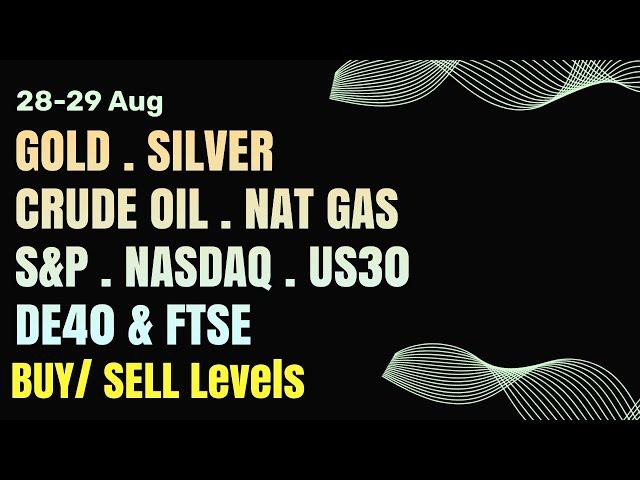 Gold, Silver, WTI Oil, Natural Gas, Nasdaq, US30, DE40 & FTSE - Trading Strategy & Prediction 28 Aug