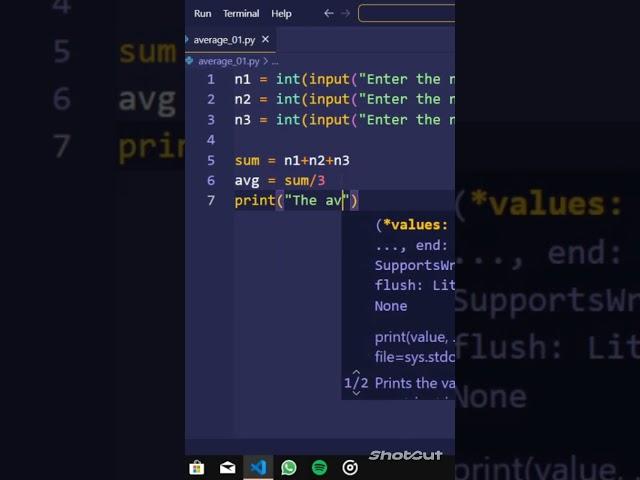 Write a program to find Average of three numbers in python.#codm #education#python#pythonprogramming