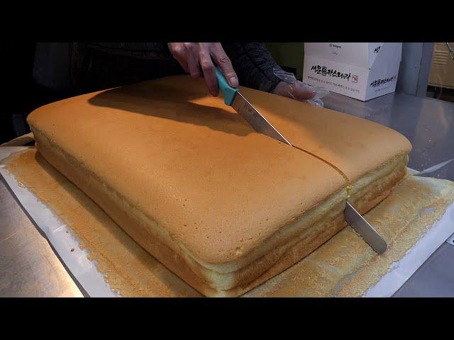 giant castella cutting skill / 줄서서 먹는 대왕 카스테라 / korean street food