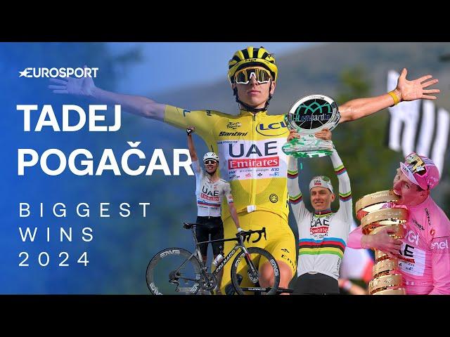 Relive Tadej Pogacar's Biggest Wins of 2024 | #TourDeFrance #GirodItalia & MORE! 