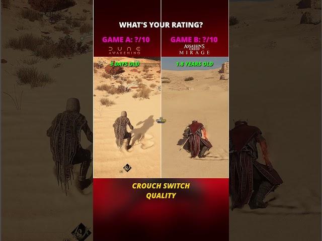 Dune Awakening vs AC Mirage - Character Animations (Crouch Switch Quality) #shorts