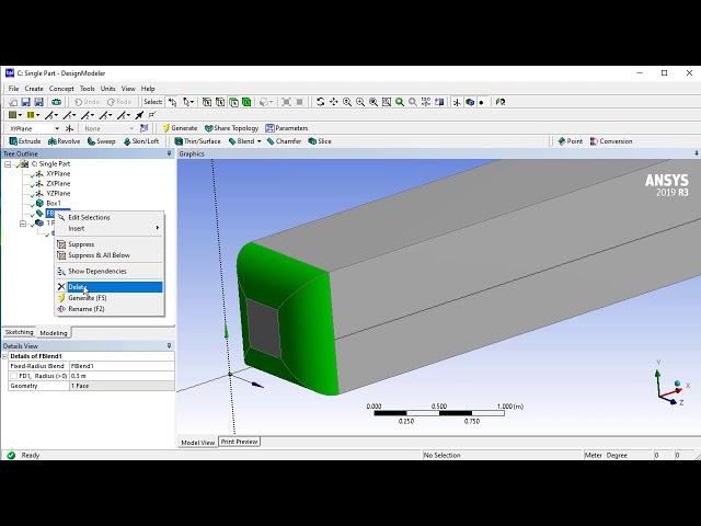 Design Modeler basic tutorial 14 _ Thin/Surface, blend and chamfer options