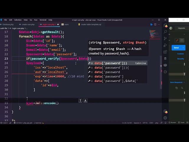 #4 PHP api with jwt || Login User api || php api with jsonwebtoken