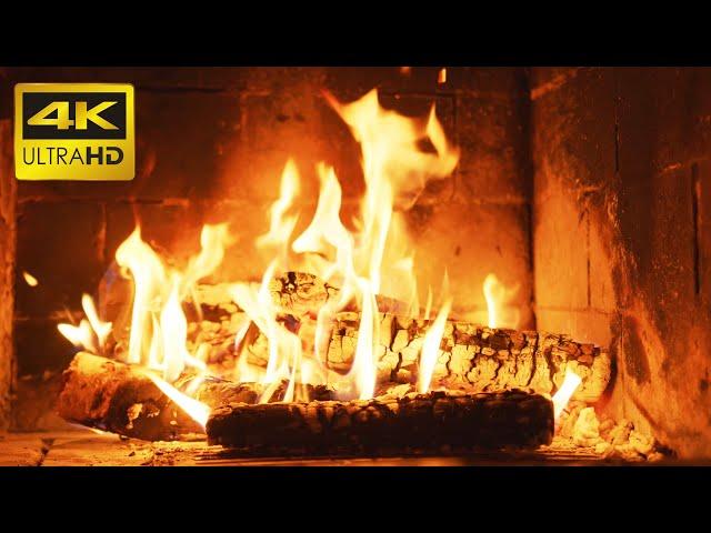  Relaxing Fireplace (10 HOURS) with Burning Logs and Crackling Fire Sounds for Stress Relief 4K UHD