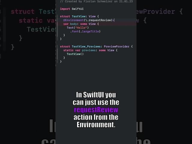 Request Reviews in your #swiftui app #shorts #learnswiftui #swiftuitutorials #xcode