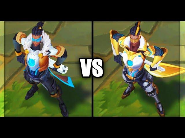 Pulsefire Lucian vs Prestige Pulsefire Lucian Skins Comparison (League of Legends)