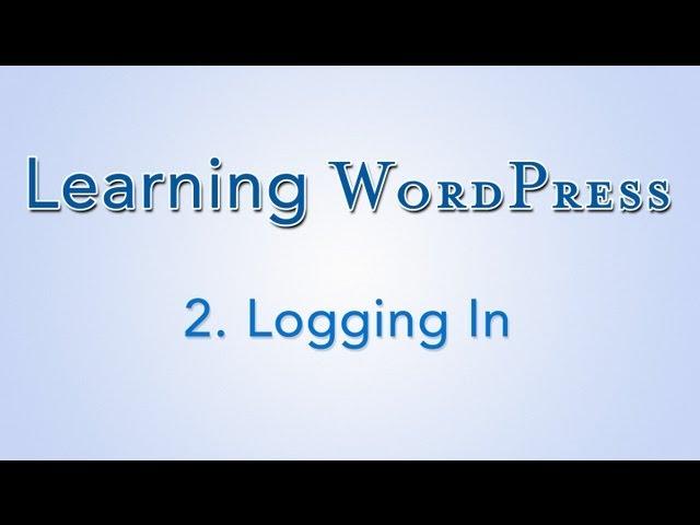 Learn WordPress - Logging In