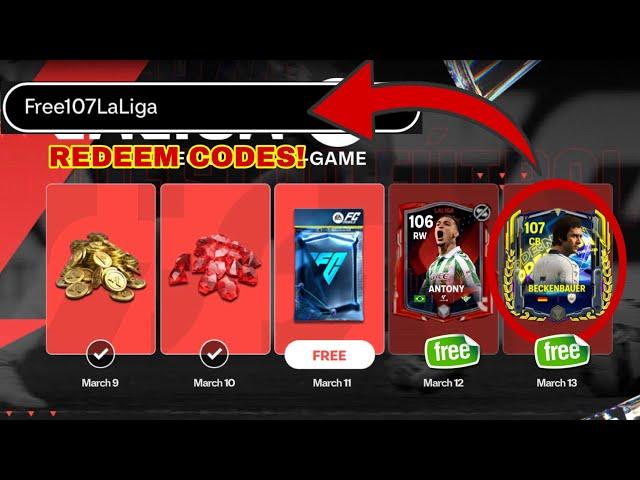 REDEEM CODES! FREE BECKENBAUER 107! FREE DAILY LA LIGA EVENT GIFTS! FC MOBILE 25!