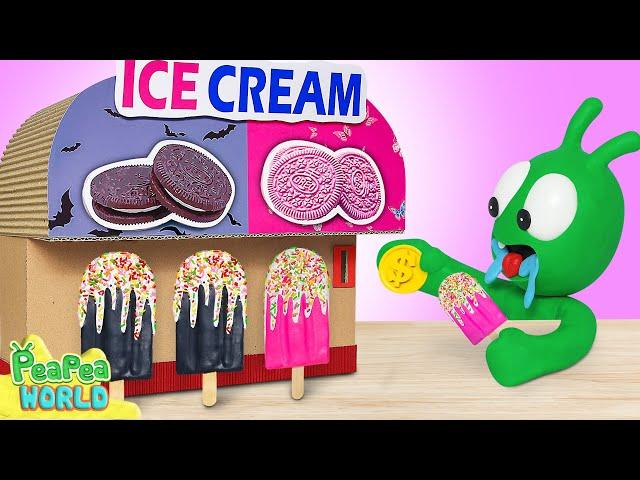 Pea Pea And Black Pink Oreo Ice Cream Vending Machine  Cartoon For Kids  Pea Pea World