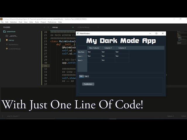 Add Dark Mode To Your Python App Using Only One Line Of Code[Modern UI, Flat GUI] QDarkStyleSheet