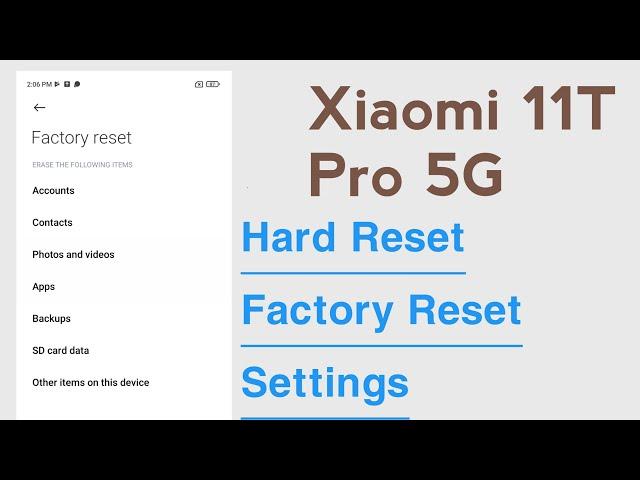 Xiaomi 11T Pro 5G Reset Settings Factory Reset