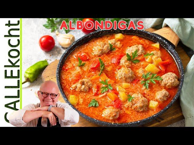 Hackbällchen in Tomatensoße. Albondigas Rezept typisch von Mallorca!