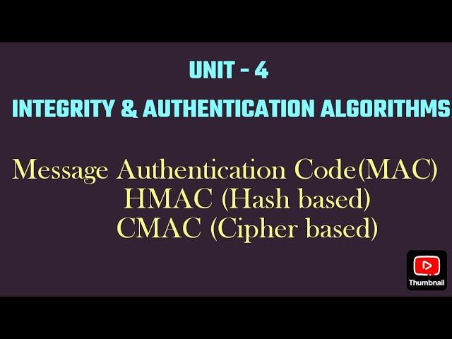 Unit-4 MAC, HMAC, CMAC