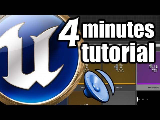 UE 4 Minutes TUTORIAL - Sound, Music Volume Level Change Control Settings with Sound Class.