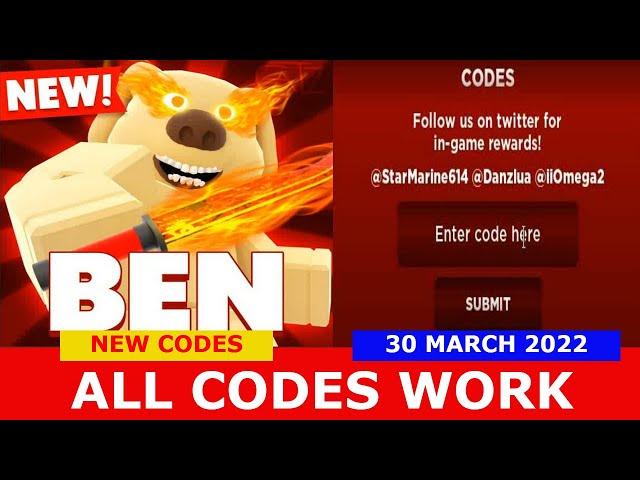 *ALL CODES WORK* [KNIVES] Ben! ROBLOX | LIMITED CODES TIME | March 30, 2022