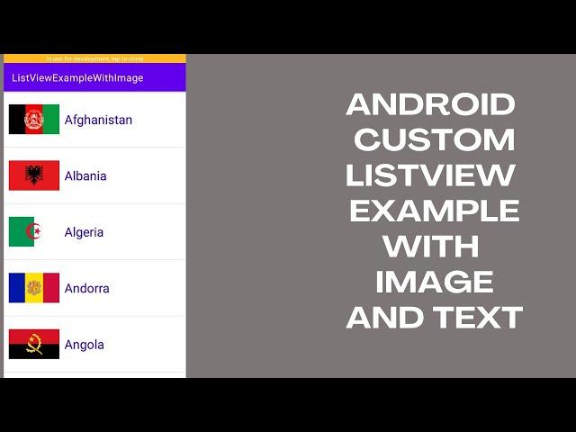 Custom Listview with image and text Android Tutorial