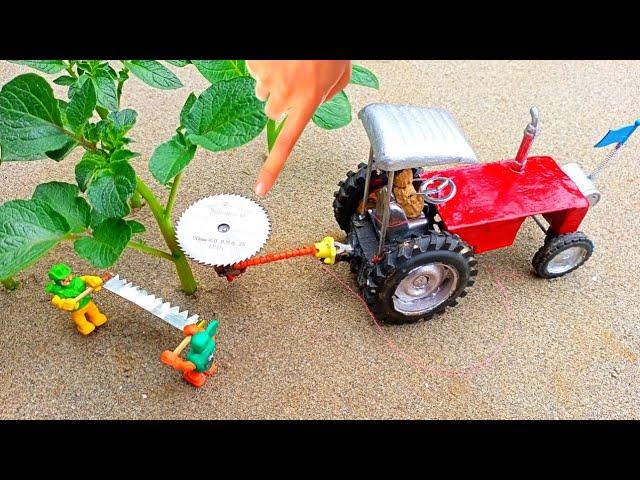 Diy tractor tree cutter machine mini science project || mini water pump | @topminigear