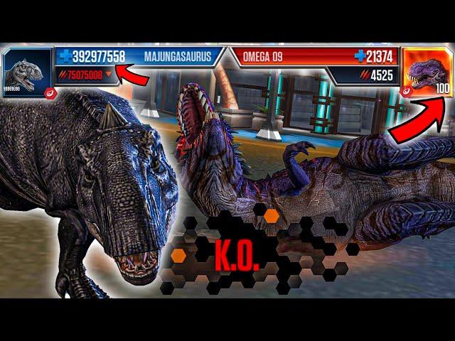 MAJUNGASAURUS LEVEL 999 vs OMEGA 09 LEVEL 100 | Jurassic World: The Game