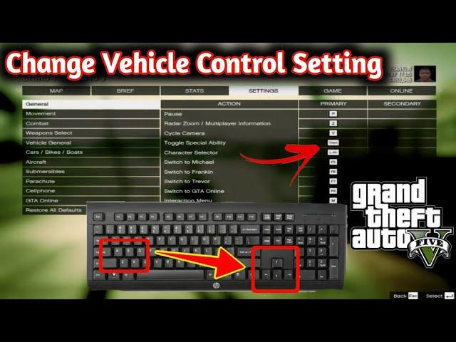 Gta V (5) PC Change Keyboard Control Setting Driving Setting