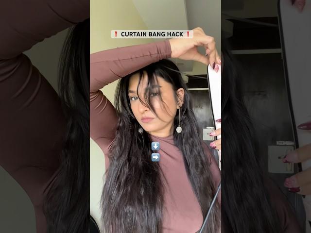 Easy curtain bangs hack #hairstyle #hairhack #hair ￼