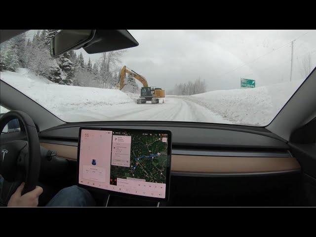 Tesla Model 3 | Drive from Prince George, BC to East Pine Rest Area | Winter 2021