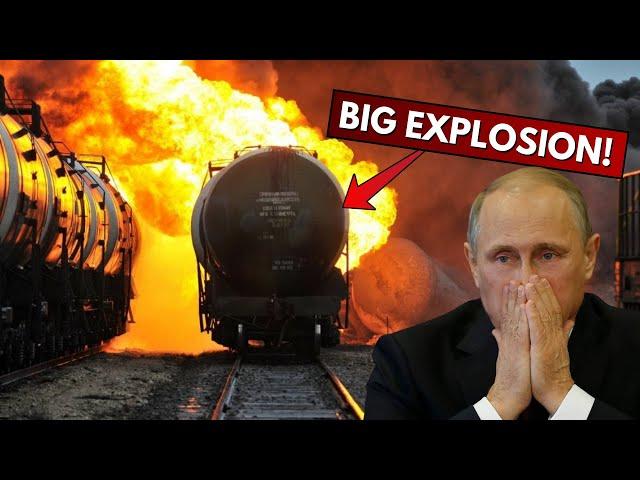 Night Explosion Lit Up Moscow! Exploding Trains and Burning Rail Cars!