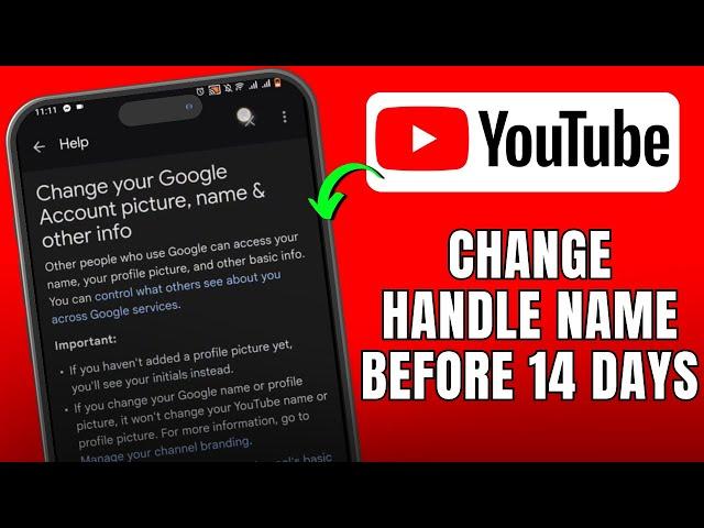 How to Change YouTube Handle Name on Mobile Before 14 Days (2025)