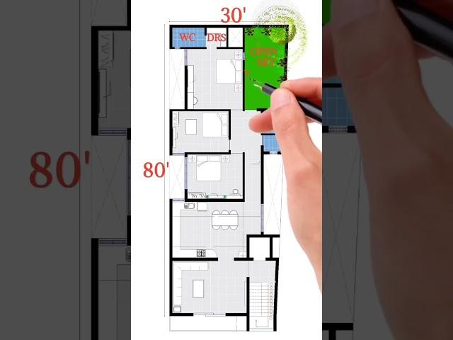 #30x80 #30x80houseplan #2400sqft #3bhk #2000sqft #modernhousmaker