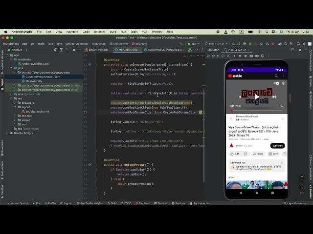 How to allow Android WebView to open YouTube video full screen | Android Studio Java Tutorial