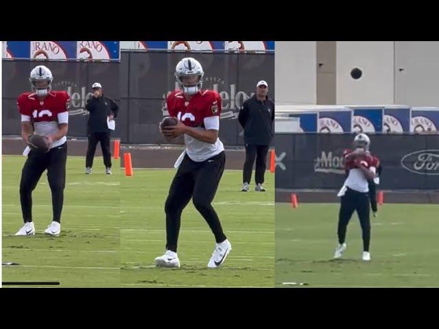 DESMOND RIDDER THROWS DEEP BALL AT RAIDERS PRACTICE; TAKES REPS SIDE-BY-SIDE WITH GARDNER MINSHEW